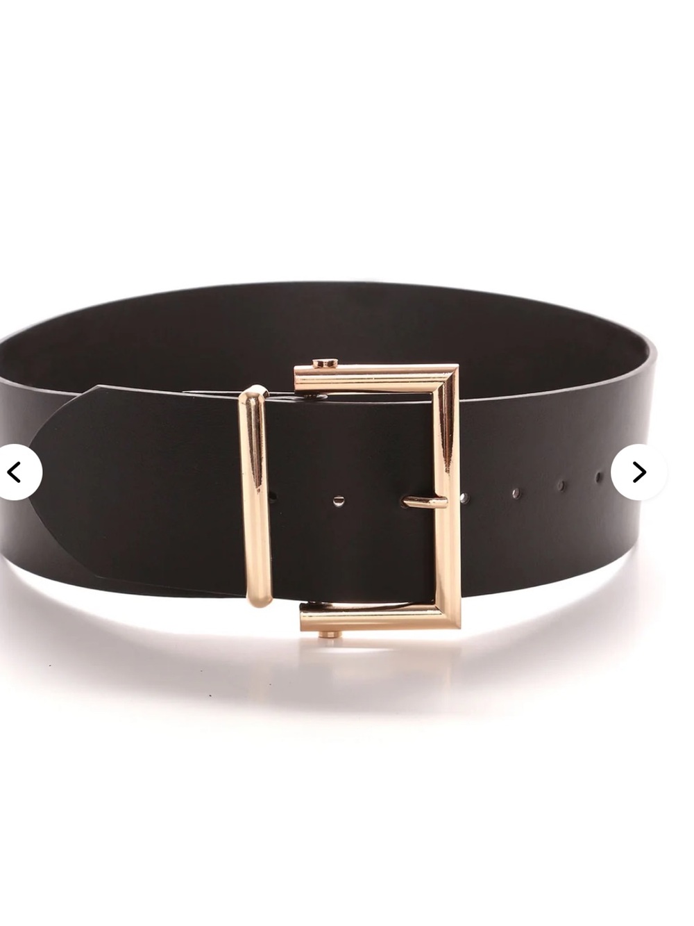 Women’s Black Leather Belt with Gold Buckle